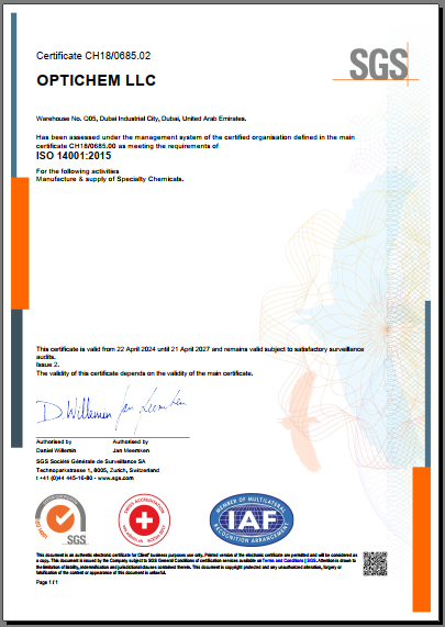 ISO 14001-2015 OPTICHEM LLC