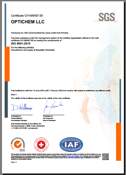 ISO 9001-2015 - OPTICHEM LLC